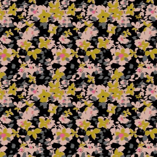 Jersey Fuzz Flowers auf Schwarz Digital BIO Jersey Fuzz Flowers auf Schwarz Digital BIO