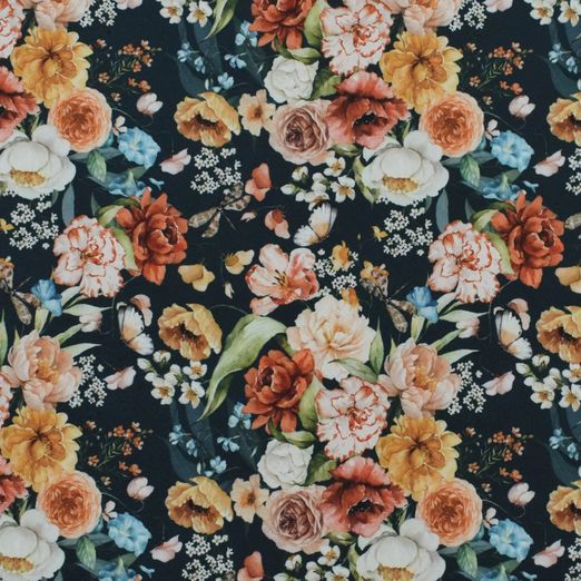 Softshell Wildrosen und Blumen auf Schwarz Digital