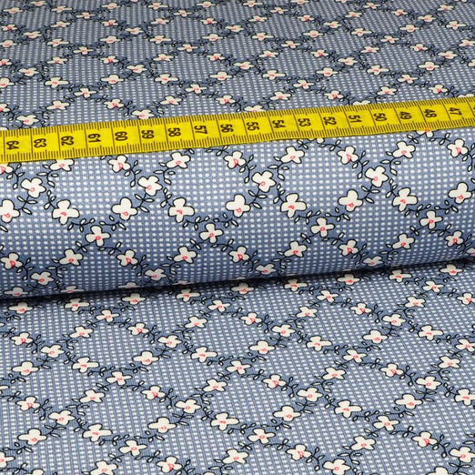 Viskose Jersey Blumenrauten Helles Rauchblau