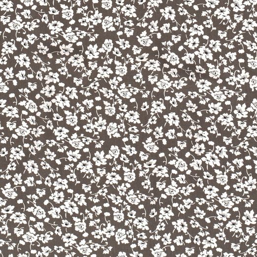 Bekleidungsstoff Viskose Apfelblüten auf Dunkelbraun Bekleidungsstoff Viskose Apfelblüten auf Dunkelbraun