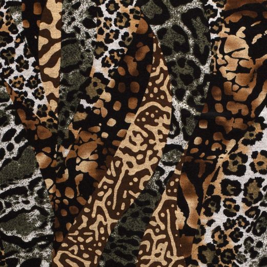 Romanit Jersey Stripes of Animalprint Braun/Grau
