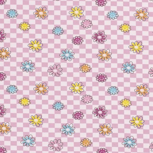 Jersey Happy Flowers auf Rosa Jersey Happy Flowers auf Rosa