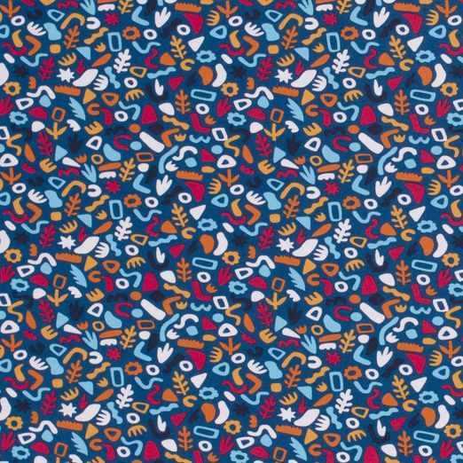 Jersey Abstrakt Jungle auf Royalblau Jersey Abstrakt Jungle auf Royalblau