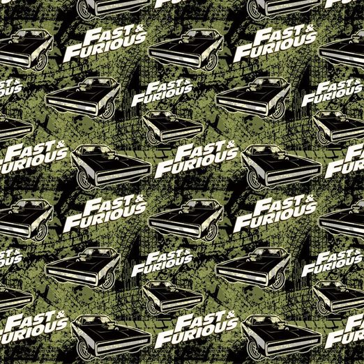 Jersey Fast & Furious Schriftzug und Auto auf Khaki Lizenz Digital