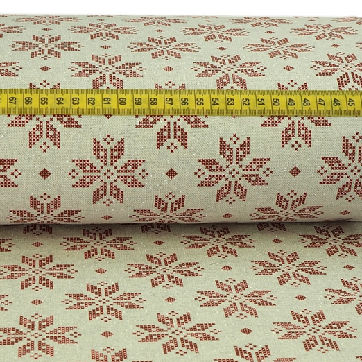 Canvas GLITZER Snowflakes Dunkelrot auf Beige