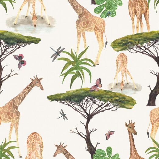 Jersey Giraffen in der Savanne auf Creme Digital Jersey Giraffen in der Savanne auf Creme Digital