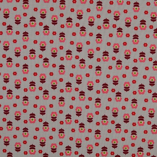 Jersey Retro Blüten & Blümchen auf Hellgrau Jersey Retro Blüten & Blümchen auf Hellgrau