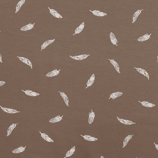 Jersey Federn auf Taupe Jersey Federn auf Taupe