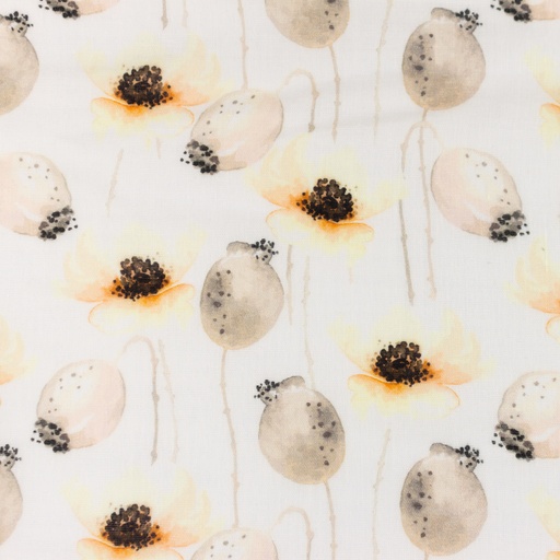 Musselin Mohnblumen auf Creme Digital BIO