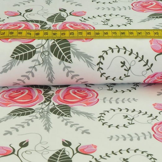 Jersey Eigenproduktion Lovely Roses Weiß Jersey Eigenproduktion Lovely Roses Weiß