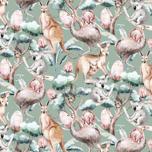 Jersey Australian Animals auf Dunkelmint Digital BIO Jersey Australian Animals auf Dunkelmint Digital BIO