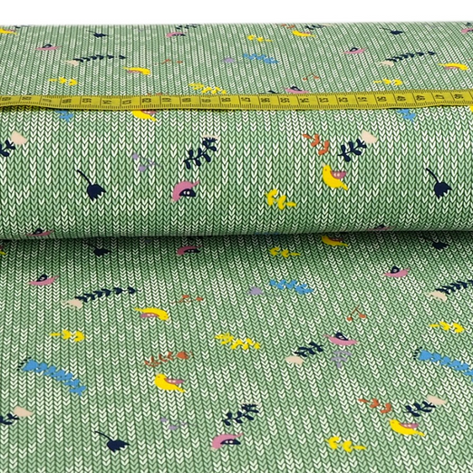 Jersey Strickoptik Birds & Grasses Dunkelmint Jersey Strickoptik Birds & Grasses Dunkelmint