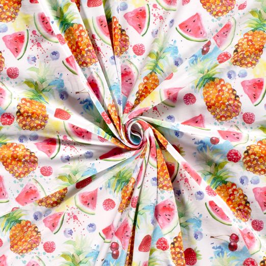 Jersey Aquarellobst auf Weiß Digital Jersey Aquarellobst auf Weiß Digital