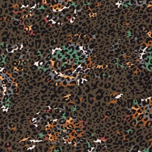 Jersey Große Blüten und Leospots auf Taupe
