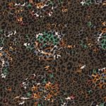Jersey Große Blüten und Leospots auf Taupe Jersey Große Blüten und Leospots auf Taupe