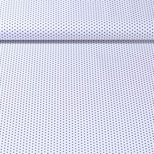 Popeline de coton Stella - Mini étoiles Blanc Bleu marine foncé