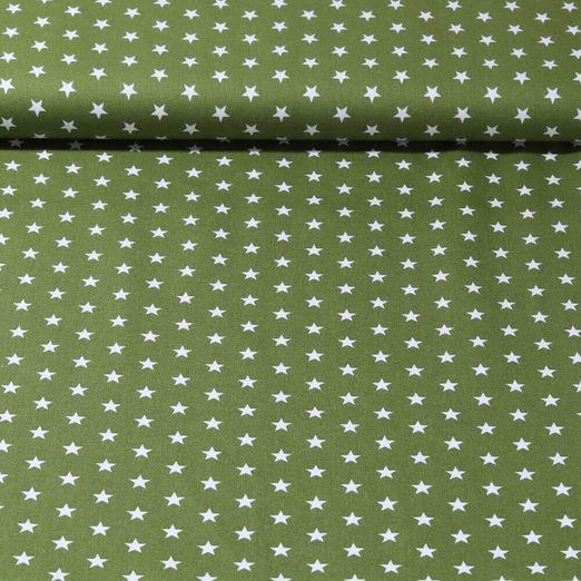Popeline de coton Stina - Etoiles Vert Blanc