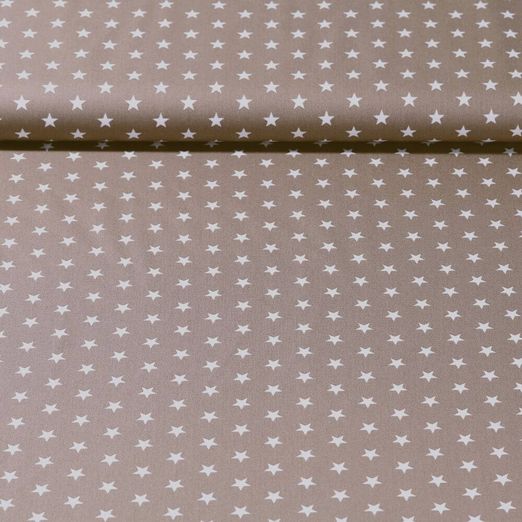Popeline de coton Stina - Etoiles Taupe Blanc