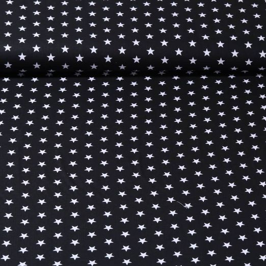 Popeline de coton Stina - Etoiles Noir Blanc