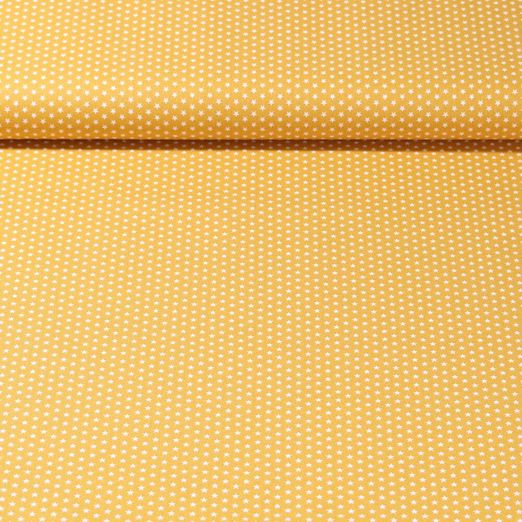 Popeline de coton Stella - Mini étoiles Ocre Blanc
