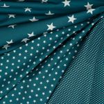 Bomull poplin – Mini stjärnor petrol vit
