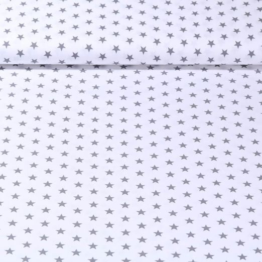 Popeline de coton Stina - Etoiles Blanc Gris