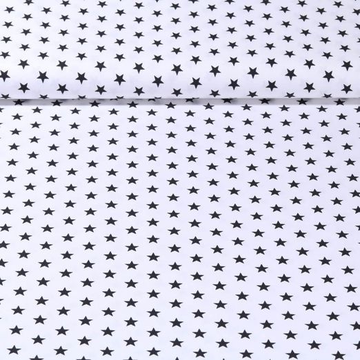 Popeline de coton Stina - Etoiles Blanc Noir