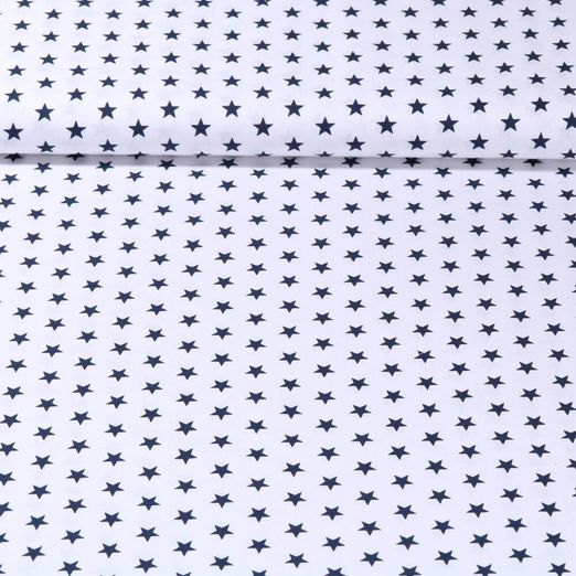 Baumwolle Popeline Stina - Sterne Weiß Navy