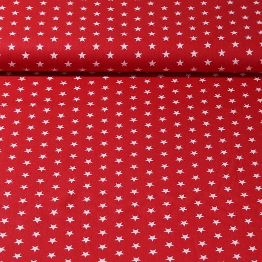 Popeline de coton Stina - Etoiles Rouge Blanc