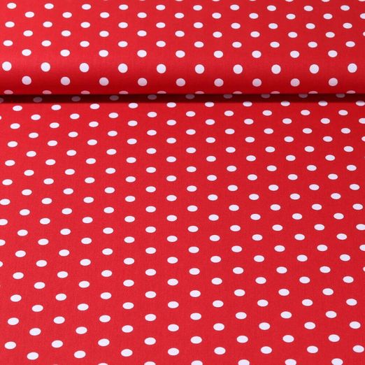 Popeline de coton Benno - Pois XL Rouge Blanc