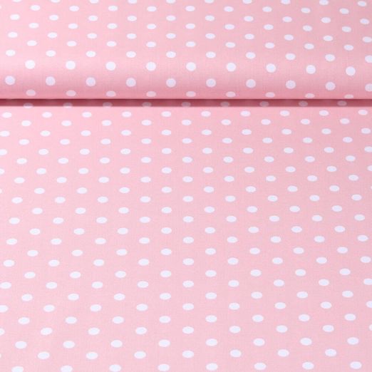 Popeline de coton Benno - Pois XL Rose Blanc