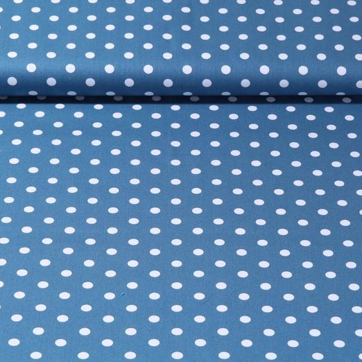 Popeline de coton Benno - Pois XL Bleu Blanc
