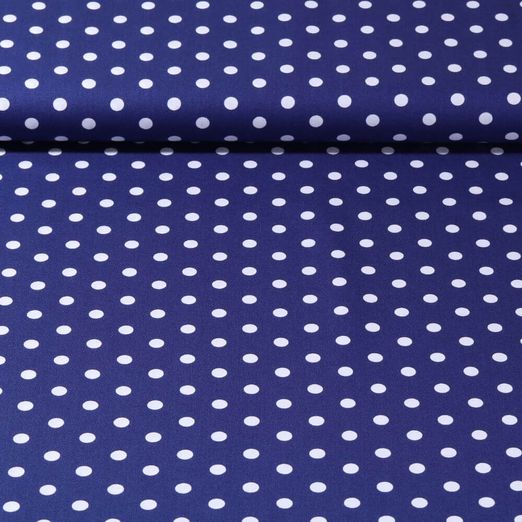 Baumwolle Popeline Benno - XL Punkte Royalblau Weiß