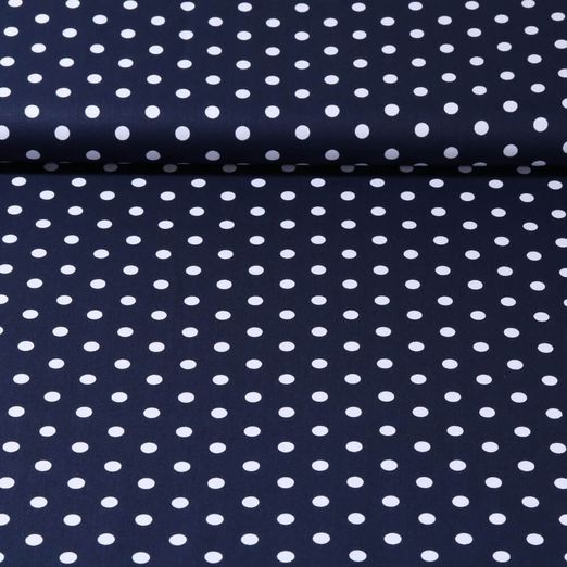 Baumwolle Popeline Benno - XL Punkte Navy Weiß