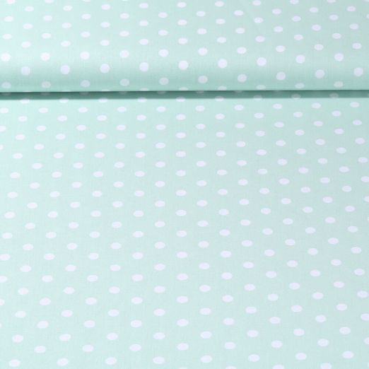 Popeline de coton Benno - Pois XL Menthe Blanc