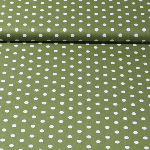 Popeline de coton Benno - Pois XL Vert Blanc