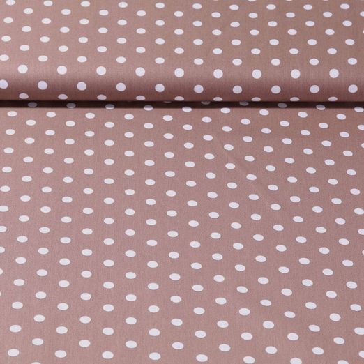 Popeline de coton Benno - Pois XL Taupe Blanc