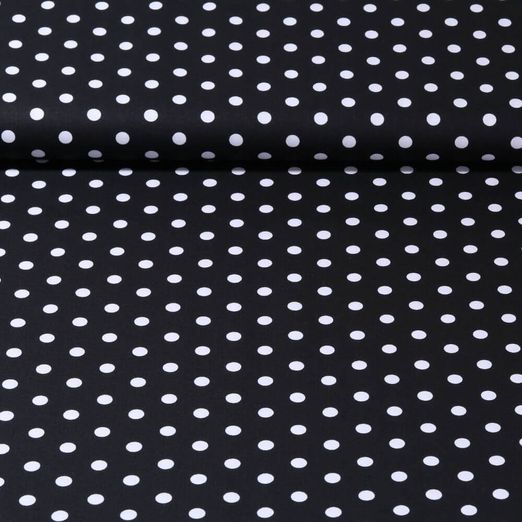 Popeline de coton Benno - Pois XL Noir Blanc