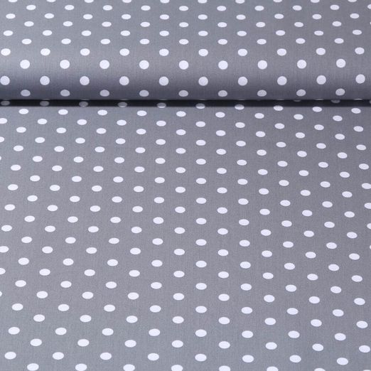 Popeline de coton Benno - Pois XL Gris Blanc