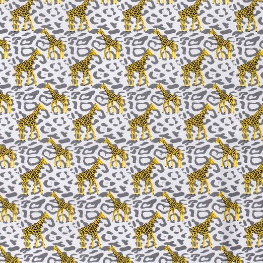 Baumwolle Giraffen auf Leoprint Hellgrau Baumwolle Giraffen auf Leoprint Hellgrau