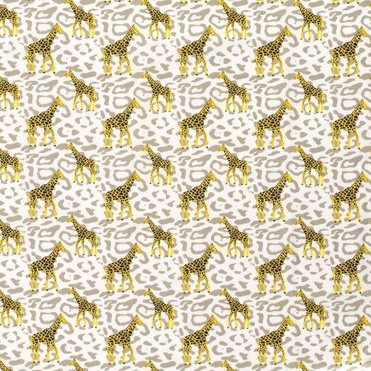 Baumwolle Giraffen auf Leoprint Hellbeige Baumwolle Giraffen auf Leoprint Hellbeige