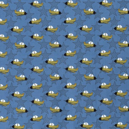 Baumwolle Stars & Jets auf Rauchblau Baumwolle Stars & Jets auf Rauchblau