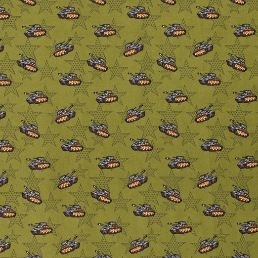 Baumwolle Panzer & Sterne auf Khaki Baumwolle Panzer & Sterne auf Khaki