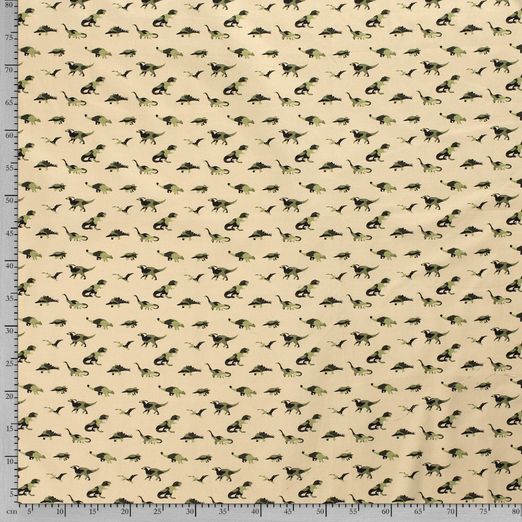 Baumwolle Dino mit Tarnmuster auf Hellbeige Baumwolle Dino mit Tarnmuster auf Hellbeige