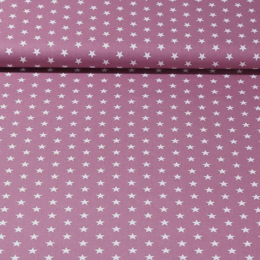Popeline de coton Stina - Etoiles Mauve Blanc