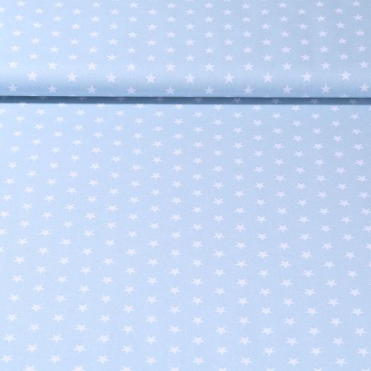 Popeline de coton Stina - Etoiles Bleu clair Blanc