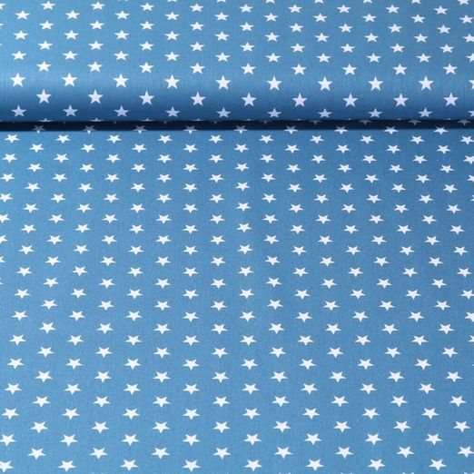 Popeline de coton Stina - Etoiles Bleu Blanc