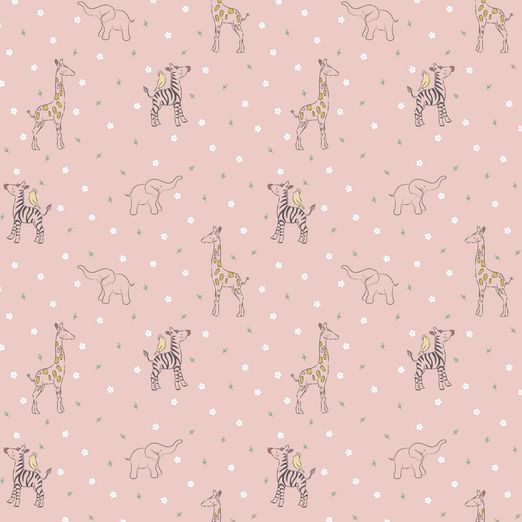 Baumwolle Sweet Safari Animals & Flowers Apricot Baumwolle Sweet Safari Animals & Flowers Apricot