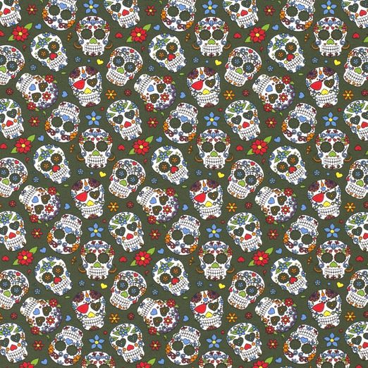 Jersey Coloured Skulls auf Khaki Jersey Coloured Skulls auf Khaki