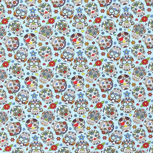 Jersey Coloured Skulls auf Eisblau Jersey Coloured Skulls auf Eisblau